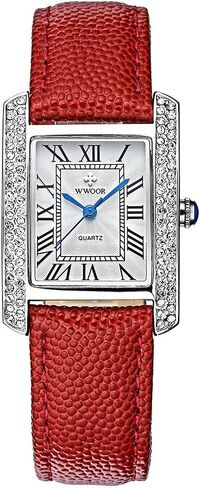 Carlien Luxury Square Dress Ladies Quartz Watch for Women Roman Dial Diamond Leather Strap Wrist Watch in Saudi Arabia