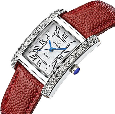 Carlien Luxury Square Dress Ladies Quartz Watch for Women Roman Dial Diamond Leather Strap Wrist Watch in Saudi Arabia