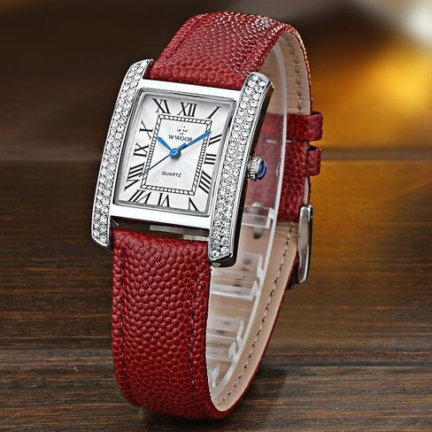 Carlien Luxury Square Dress Ladies Quartz Watch for Women Roman Dial Diamond Leather Strap Wrist Watch in Saudi Arabia