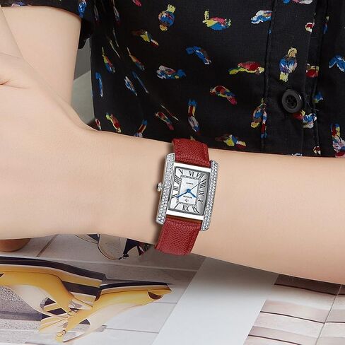 Carlien Luxury Square Dress Ladies Quartz Watch for Women Roman Dial Diamond Leather Strap Wrist Watch in Saudi Arabia