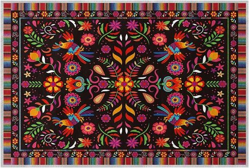 Artoid Mode Bird Dia De Los Muertos Mexican Fiesta Area Rug, Cinco De Mayo Home Decor Low-Profile Washable Large Rug for Living Room Bedroom Farmhouse Dining Room Kids Playroom 5x7 Feet in Saudi Arabia