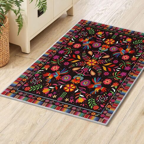Artoid Mode Bird Dia De Los Muertos Mexican Fiesta Area Rug, Cinco De Mayo Home Decor Low-Profile Washable Large Rug for Living Room Bedroom Farmhouse Dining Room Kids Playroom 5x7 Feet in Saudi Arabia