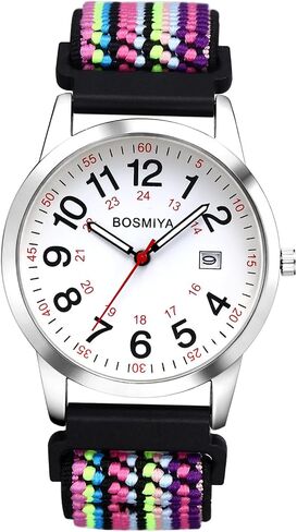 OIDEA Braided Elastic Nurse Watch for Medical: 12/24 Hour Military Time Easy Read Dial Second Hand Analog Wrist Watch in Kuwait