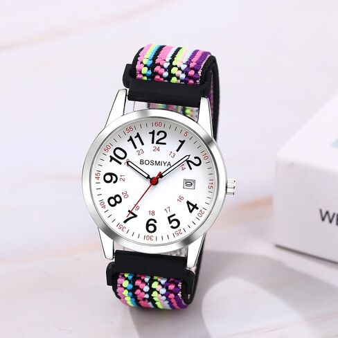 OIDEA Braided Elastic Nurse Watch for Medical: 12/24 Hour Military Time Easy Read Dial Second Hand Analog Wrist Watch in Kuwait