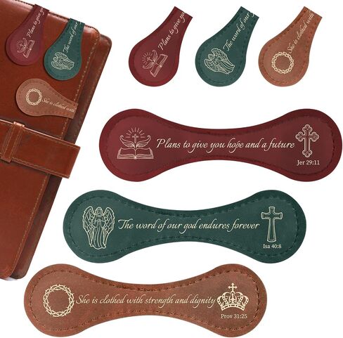 Christian Magnetic Leather Bookmarks - 3Pcs Bible Verse Leather Book Mark Religious Scripture Inspirational Bookmark Magnetic Page Clips for Book Lovers Students Teacher School Reading Gift in Kuwait