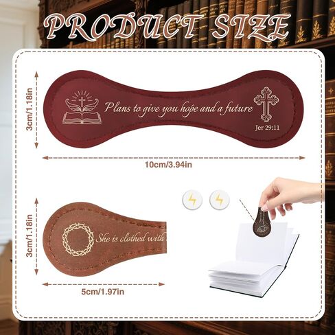 Christian Magnetic Leather Bookmarks - 3Pcs Bible Verse Leather Book Mark Religious Scripture Inspirational Bookmark Magnetic Page Clips for Book Lovers Students Teacher School Reading Gift in Kuwait