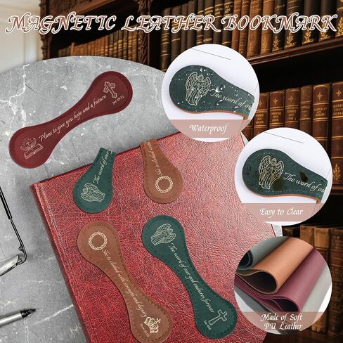 Christian Magnetic Leather Bookmarks - 3Pcs Bible Verse Leather Book Mark Religious Scripture Inspirational Bookmark Magnetic Page Clips for Book Lovers Students Teacher School Reading Gift in Kuwait