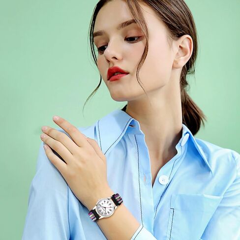OIDEA Braided Elastic Nurse Watch for Medical: 12/24 Hour Military Time Easy Read Dial Second Hand Analog Wrist Watch in Kuwait