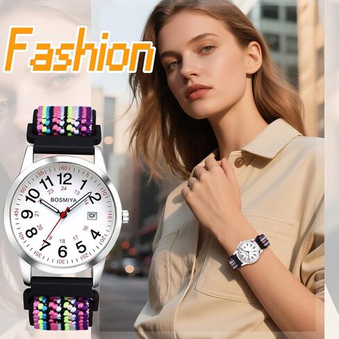 OIDEA Braided Elastic Nurse Watch for Medical: 12/24 Hour Military Time Easy Read Dial Second Hand Analog Wrist Watch in Kuwait