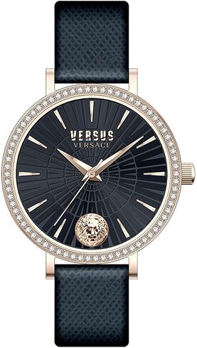 Versus Versace Mar Vista Crystal Collection Luxury Womens Watch Timepieces with a Black Strap and Dial Featuring a Rosegold Case in Saudi Arabia