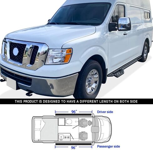 HD Ridez منسد لأسفل ألواح الجري خطوة جانبية متوافقة مع Nissan NV 1500 2500 3500 2012-2021 in Saudi Arabia