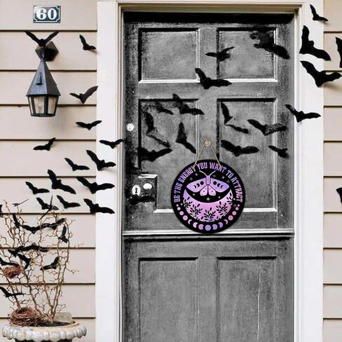 Deroro Purple Halloween Moon Phase Cauldron Front Door Sign, Witch It's Just a Phase Solar Eclipse Wood Door Hanger Outdoor Outside Porch Decor, Astronomy Wooden Wreath Indoor Wall Hanging Decoration in Saudi Arabia