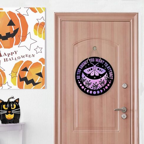 Deroro Purple Halloween Moon Phase Cauldron Front Door Sign, Witch It's Just a Phase Solar Eclipse Wood Door Hanger Outdoor Outside Porch Decor, Astronomy Wooden Wreath Indoor Wall Hanging Decoration in Saudi Arabia