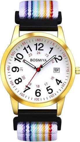 OIDEA Braided Elastic Nurse Watch for Medical: 12/24 Hour Military Time Easy Read Dial Second Hand Analog Wrist Watch in Kuwait