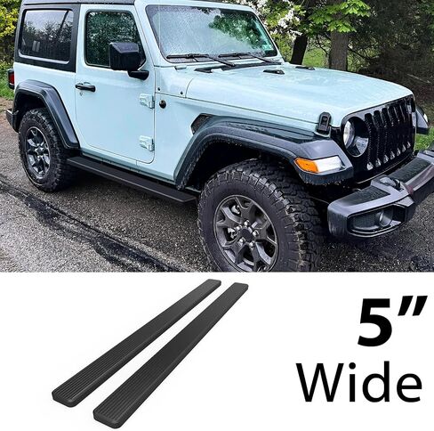 HD Ridez Running Board 5" Stainless Steel Black Compatible with Jeep Wrangler JL 2018-2025 2-Door (Factory sidesteps or Rock Rails Have to be Removed) (Nerf Bar Side Steps Side Bars) in Saudi Arabia