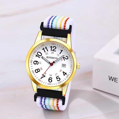 OIDEA Braided Elastic Nurse Watch for Medical: 12/24 Hour Military Time Easy Read Dial Second Hand Analog Wrist Watch in Kuwait