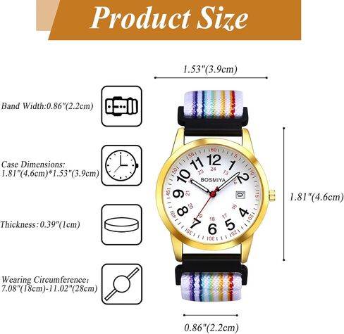 OIDEA Braided Elastic Nurse Watch for Medical: 12/24 Hour Military Time Easy Read Dial Second Hand Analog Wrist Watch in Kuwait