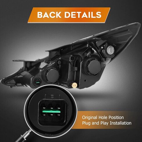 مجموعة المصابيح الأمامية مع جهاز العرض لـ Hyundai Sonata 2011-2014 Black Housing Amber Reflector Clear Lens Bread و Maptenger Side Bripamp (لا تناسب النماذج الهجينة) in Saudi Arabia