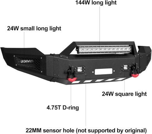 VIJAY Front and Rear Bumper Fits 1994-2002 RAM 2500丨3500 and 1994-2001 Ram 1500 with Winch Plate and Lights in Kuwait