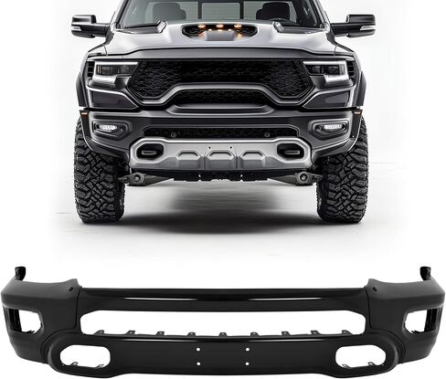 KUAFU Front Bumper Face Bar Compatible with 2019-2024 Dodge Ram 1500 W/Fog Lights & Sensor Holes, Hooks Replacement for CH1002406, 5ZB41TZZAD, 5ZB41TZZAC, 5ZB41TZZAB Steel Powder Coated Black 3PCS in Saudi Arabia