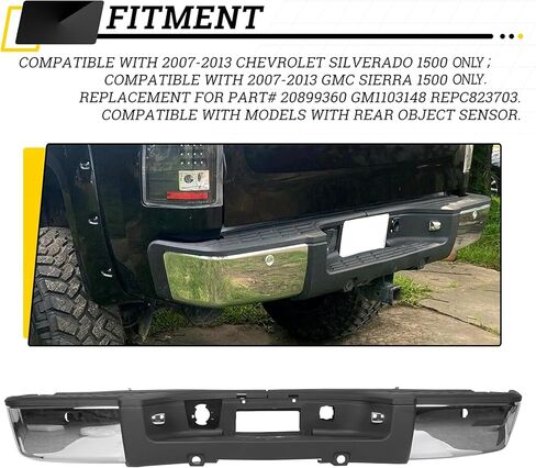 kuafu الخطوة الخلفية خطوة الوفير التجميع متوافق مع 2007-2013 Chevy Chevrolet Silverado & GMC Sierra 1500 w/Ros roles استبدال 20899360 GM1103148 REPC823703 الصلب Chrome in Saudi Arabia