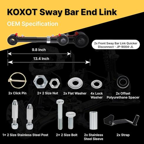 2PCS JP-9004-JL Front Stabilizer BAR SWAY LINK نظام قطع اتصال أسرع مع 2.5 "-6" متوافق مع Jeep 2019 2020 2021 2022 Wrangler JL in Saudi Arabia