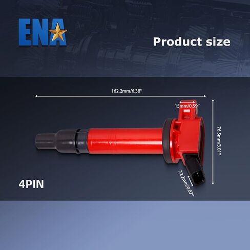 ENA Set of 4 Red Ignition Coil 4 Spark Plug Compatible with Lexus Toyota IS F 4Runner Tacoma FJ Cruiser Tundra 2003-2009 2010 2011 2012 2013 2014 2015 2.7L 4.0L 5.0L for UF495 C1426 9091902248 AP532 in Saudi Arabia