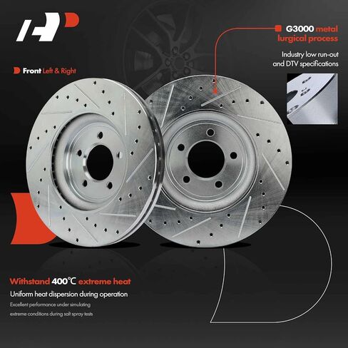 A-Premium 12.83 Inch (326mm) دوارات فرامل القرص المحفورة الأمامية والمنزعة متوافقة مع نماذج Jaguar المختارة-XF 2009-2015 ، XJ8 2006-2009 ، XK 2007-2009 ، S-Type 2006-2008 ، Vanden Plas ، 2-PC Set ، in Saudi Arabia