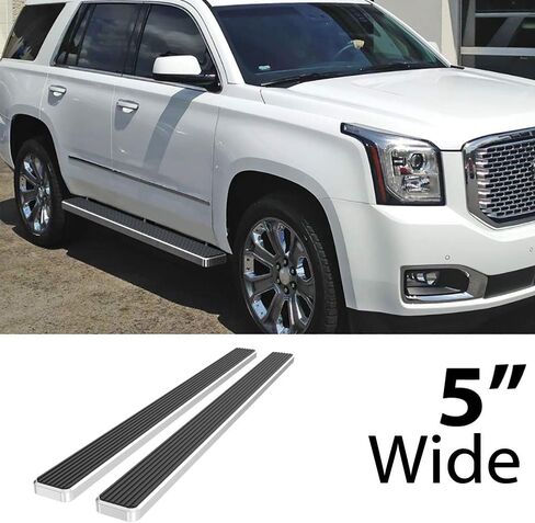 HD Ridez Stains Steel Running Board 5 "أسود متوافق مع الضواحي 1500 Yukon XL 1500 2000-2020 (استبعاد Z71 Denali) و Avalanche 02-13 (Nerf Bar Side Step in Saudi Arabia