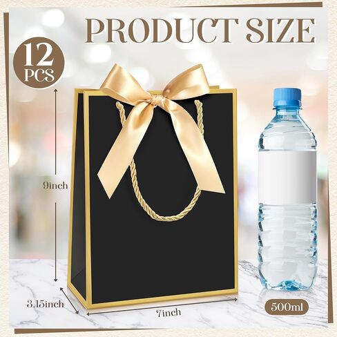 Silkfly 12 Pcs Thank You Gift Bags with Handles Elegant Gift Bags with Bow Ribbon for Wedding Bridal Baby Shower Birthday Party Housewarming(White, Light Blue) in Saudi Arabia