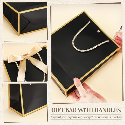 Silkfly 12 Pcs Thank You Gift Bags with Handles Elegant Gift Bags with Bow Ribbon for Wedding Bridal Baby Shower Birthday Party Housewarming(White, Light Blue) in Saudi Arabia