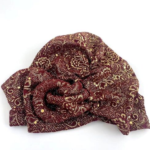 Turbans for Women Retro Hijab Cap Hair Coverings Sequin Head Wraps Fashion Floral African Hats in Kuwait