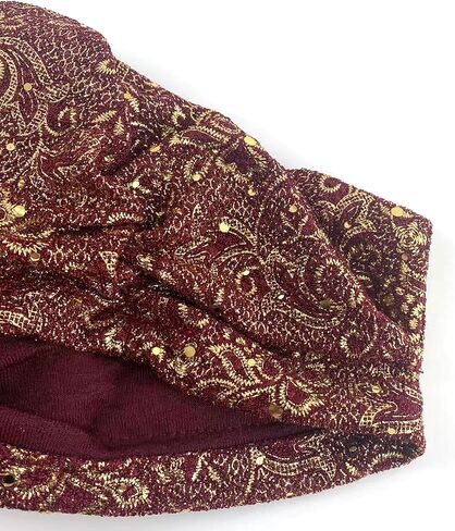 Turbans for Women Retro Hijab Cap Hair Coverings Sequin Head Wraps Fashion Floral African Hats in Kuwait