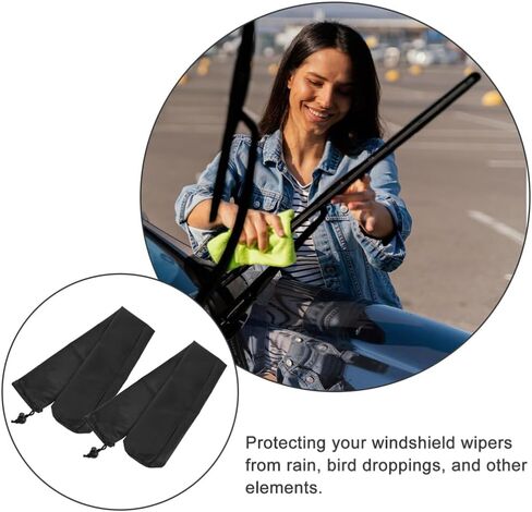 أكمام ممسحة ممسحة سيارة MobeStech 1 زوج من المساحات الزجاجية الزجاج الأمامي يغطي حامي RV Wiper Plade Rain Covers Wiper Blade Suver in Kuwait