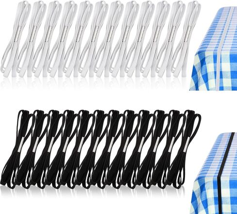 Riakrum Table Bungees tablecloth حزام شريط tablecloth bungee سلك للاحتفاظ بقطعة قماش طاولة لأسفل طاولات في الهواء الطلق طاولات المطبخ حفل زفاف التخييم (4 ، الحجم الموسع) in Saudi Arabia