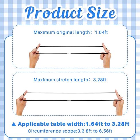 Riakrum Table Bungees tablecloth حزام شريط tablecloth bungee سلك للاحتفاظ بقطعة قماش طاولة لأسفل طاولات في الهواء الطلق طاولات المطبخ حفل زفاف التخييم (4 ، الحجم الموسع) in Saudi Arabia
