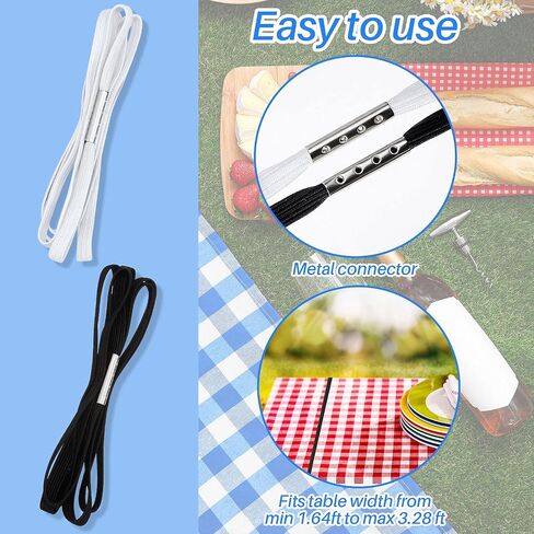 Riakrum Table Bungees tablecloth حزام شريط tablecloth bungee سلك للاحتفاظ بقطعة قماش طاولة لأسفل طاولات في الهواء الطلق طاولات المطبخ حفل زفاف التخييم (4 ، الحجم الموسع) in Saudi Arabia
