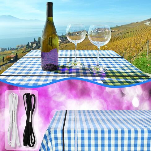 Riakrum Table Bungees tablecloth حزام شريط tablecloth bungee سلك للاحتفاظ بقطعة قماش طاولة لأسفل طاولات في الهواء الطلق طاولات المطبخ حفل زفاف التخييم (4 ، الحجم الموسع) in Saudi Arabia