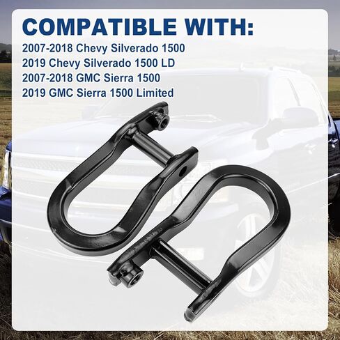 حلقة السحب الأمامية حلقة متوافقة مع 2007-2019 Chevy Silverado GMC Sierra 1500 Front Lower Pumper Ring استبدال 84072463 أسود 2pcs in Saudi Arabia