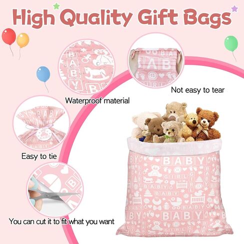 Laidans 56" Extra Large Birthday Plastic Gift Bag, Jumbo Gift Bag Colorful Balloon Design for Girls’ Kids Birthdays Parties or Celebrating in Kuwait