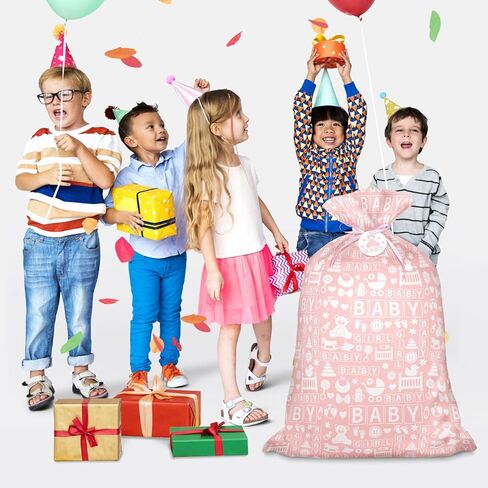 Laidans 56" Extra Large Birthday Plastic Gift Bag, Jumbo Gift Bag Colorful Balloon Design for Girls’ Kids Birthdays Parties or Celebrating in Kuwait