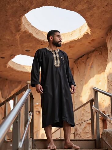 ملابس هوميلكس للرجال المسلمين ثوب الشرق الأوسط قفطان عربي سعودي عباءة إسلامية فستان دبي الجلباب in Kuwait