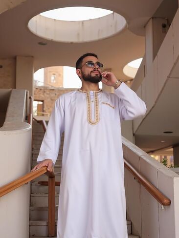 ملابس هوميلكس للرجال المسلمين ثوب الشرق الأوسط قفطان عربي سعودي عباءة إسلامية فستان دبي الجلباب in Kuwait
