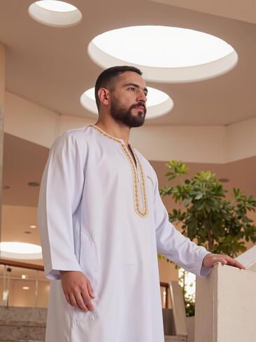ملابس هوميلكس للرجال المسلمين ثوب الشرق الأوسط قفطان عربي سعودي عباءة إسلامية فستان دبي الجلباب in Kuwait