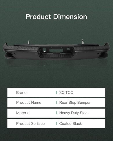SCITOO Steel Texture Black Rear Step Bumper Replacement for 2014-2018 for Chevy Silverado 1500 for GMC Sierra 1500 w/Park Rear Bumper Comes with Parking Sensor Holes without Dual Exhaust in Saudi Arabia