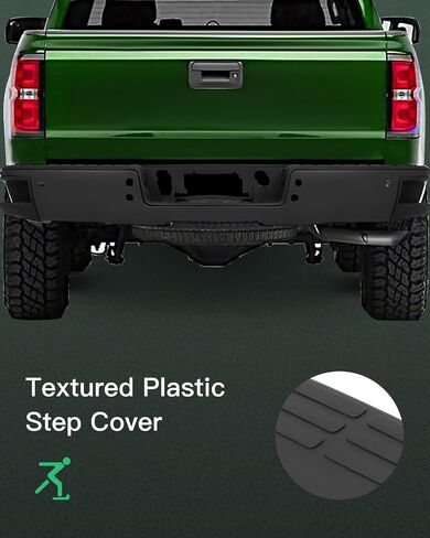 SCITOO Steel Texture Black Rear Step Bumper Replacement for 2014-2018 for Chevy Silverado 1500 for GMC Sierra 1500 w/Park Rear Bumper Comes with Parking Sensor Holes without Dual Exhaust in Saudi Arabia