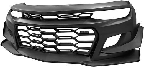 IKON MOTORSPORTS, Front Bumper Cover Compatible With 2019-2024 Chevy Camaro w/Signature Headlights, 1LE Style Unpainted Black PP Bumper Cover Conversion Guard W/Lip Grille Grill Bodykit Replacement in Saudi Arabia
