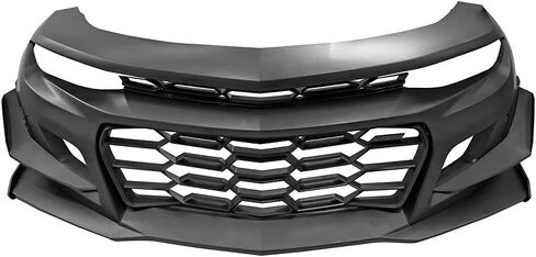 IKON MOTORSPORTS, Front Bumper Cover Compatible With 2019-2024 Chevy Camaro w/Signature Headlights, 1LE Style Unpainted Black PP Bumper Cover Conversion Guard W/Lip Grille Grill Bodykit Replacement in Saudi Arabia