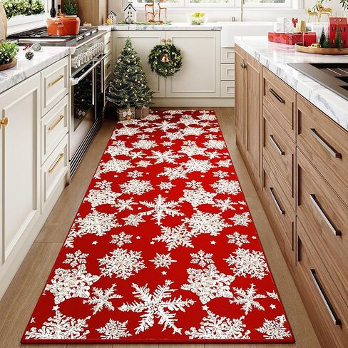 Red Runner Rug 2x8 Christmas Hallway Carpet Snowflake Washable Bedroom Carpet Xmas Holiday Decor Non Slip Kitchen Mat Indoor Accent Rug Decorative Dining Room Laundry Room Living Room in Kuwait