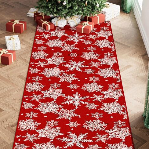 Red Runner Rug 2x8 Christmas Hallway Carpet Snowflake Washable Bedroom Carpet Xmas Holiday Decor Non Slip Kitchen Mat Indoor Accent Rug Decorative Dining Room Laundry Room Living Room in Kuwait